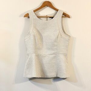 Banana Republic Sleeveless Neutral Metallic Accented Peplum Top Women’s Sz 12
